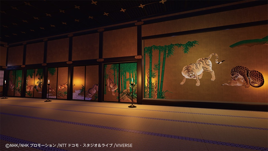 nhkvr_osakajo11 | Lmaga.jp NHKVR『サムライの見た夢~幻の豊臣大坂城~』のVR体験イメージ。武力や財力を知らしめた障壁画
