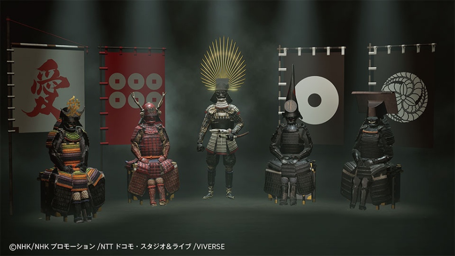 nhkvr_osakajo8 | Lmaga.jp NHKVR『サムライの見た夢~幻の豊臣大坂城~』のVR体験イメージ。秀吉の『一の谷馬藺兜』をはじめとした、戦国時代の名将たちの変わり兜や甲冑を3DCGで展示