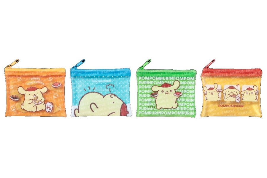 pomupomupudding_sushiro_7th_october20 | Lmaga.jp 10月21日から「ポムポムプリン コラボファスナーポーチ付き つくローセット」740円~のファスナーポーチイメージ